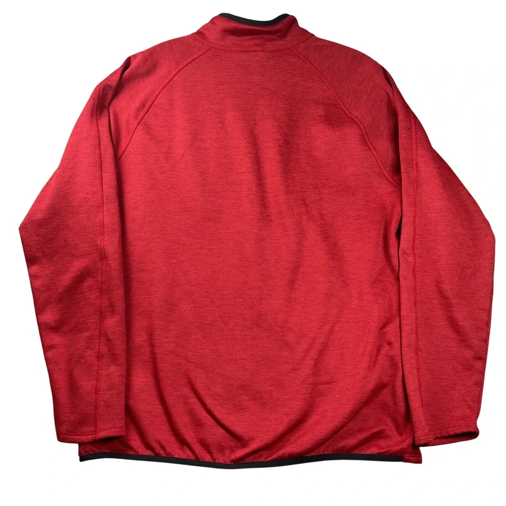 The North‎ Face Quarter Zip Pullover Mens Large Red Excellent Heathered Fleece